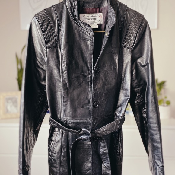 JONATHAN CHRISTOPHER Genuine Leather Vintage Mock Neck Blazer Jacket - Picture 6 of 6